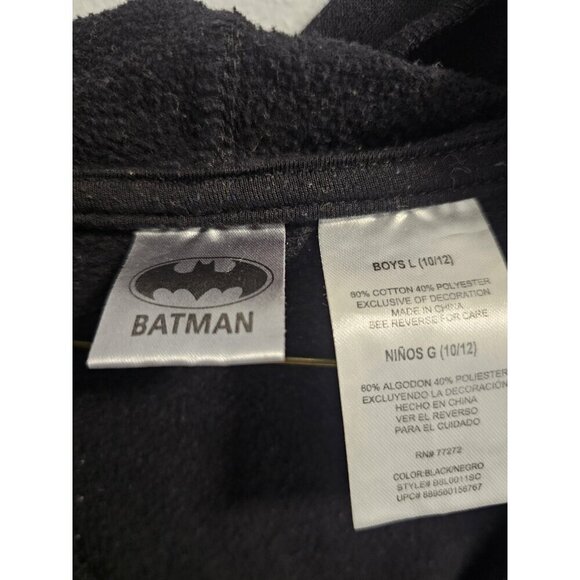 Batman Hoodie With Eye Mask - Kids Large 10/12- Black Full Zip Hoodie DC Comics - Picture 6 of 6